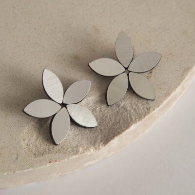 Aros Kate Leaves Flower Plateados