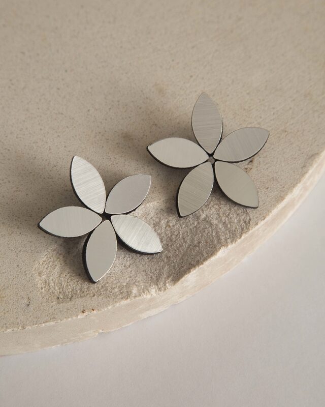 Aros Kate Leaves Flower Plateados